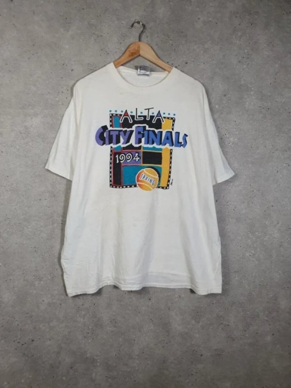 Vintage 1994 ALTA City Finals Tennis Oneita Power‑T Tee Size XL USA Made
